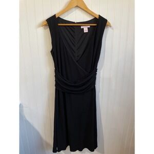 Sigrid Olsen Black Ruched Faux Wrap Sleeveless Cocktail Dress Size 4